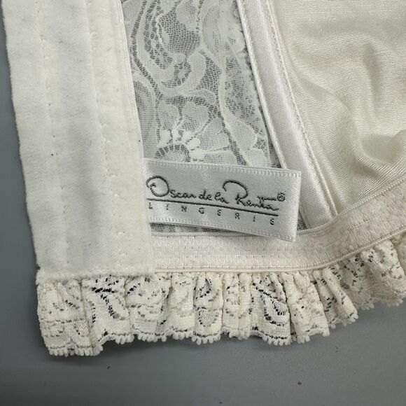 Vtg 90s Oscar De La Renta White Lace Corset Bustier Bra Coquette 36B Union Made - Picture 8 of 11